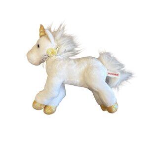 Aurora White 12” Unicorn Lovey Plush Yellow Flower Collar Gold Hooves 2016